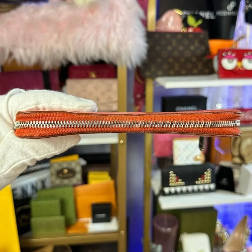 LOUIS VUITTON Long Wallet Epi Zippy Orange Women's Men's Leather